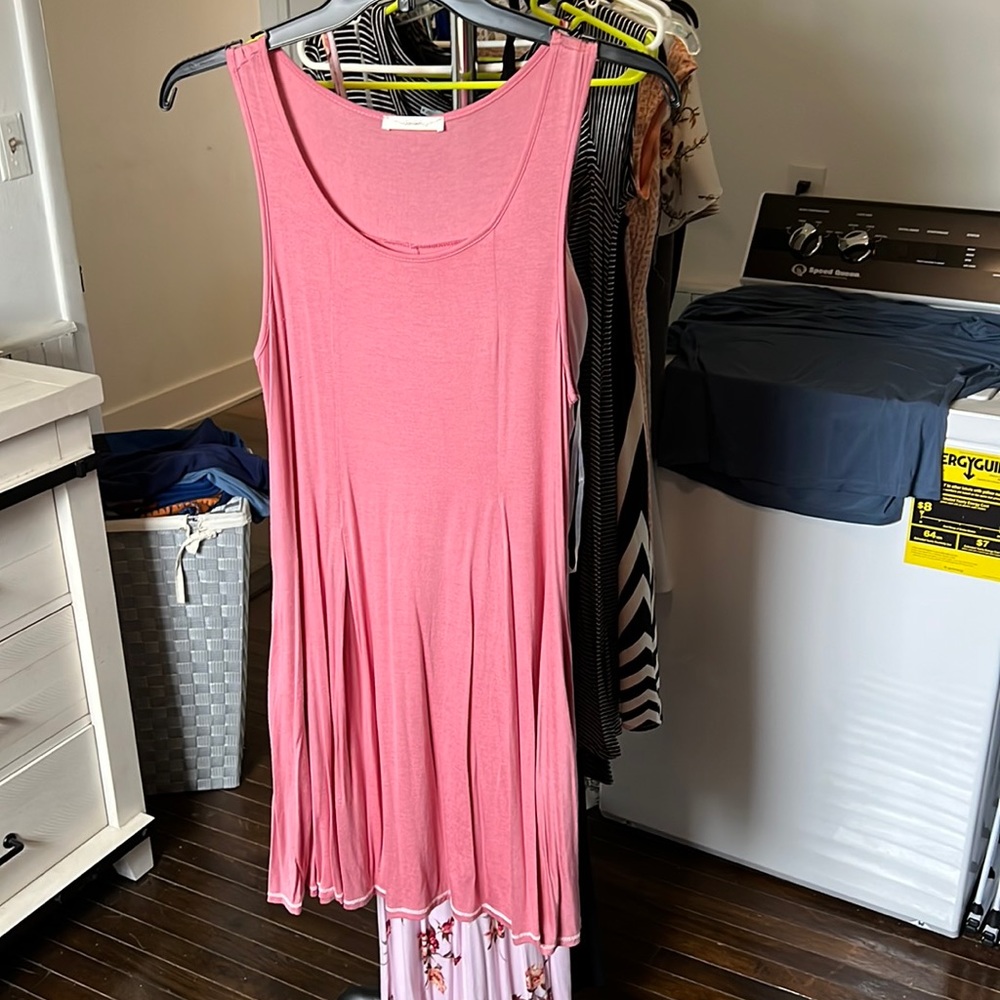 Fit and flare pink tshirt pocket dress